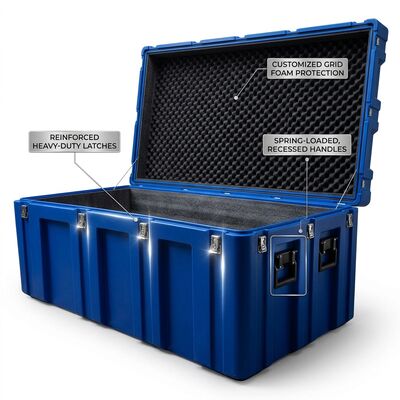 바퀴 1200mm 회전형 도구 상자 IP65 방수 장 장 장 장비 운송 케이스 LLDPE 군사