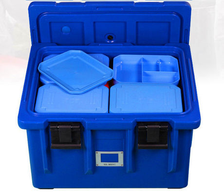 ISO 인증 75L 단열식품판 운반자 나일론 손잡이 4륜 LLDPE 외식 운송 상자